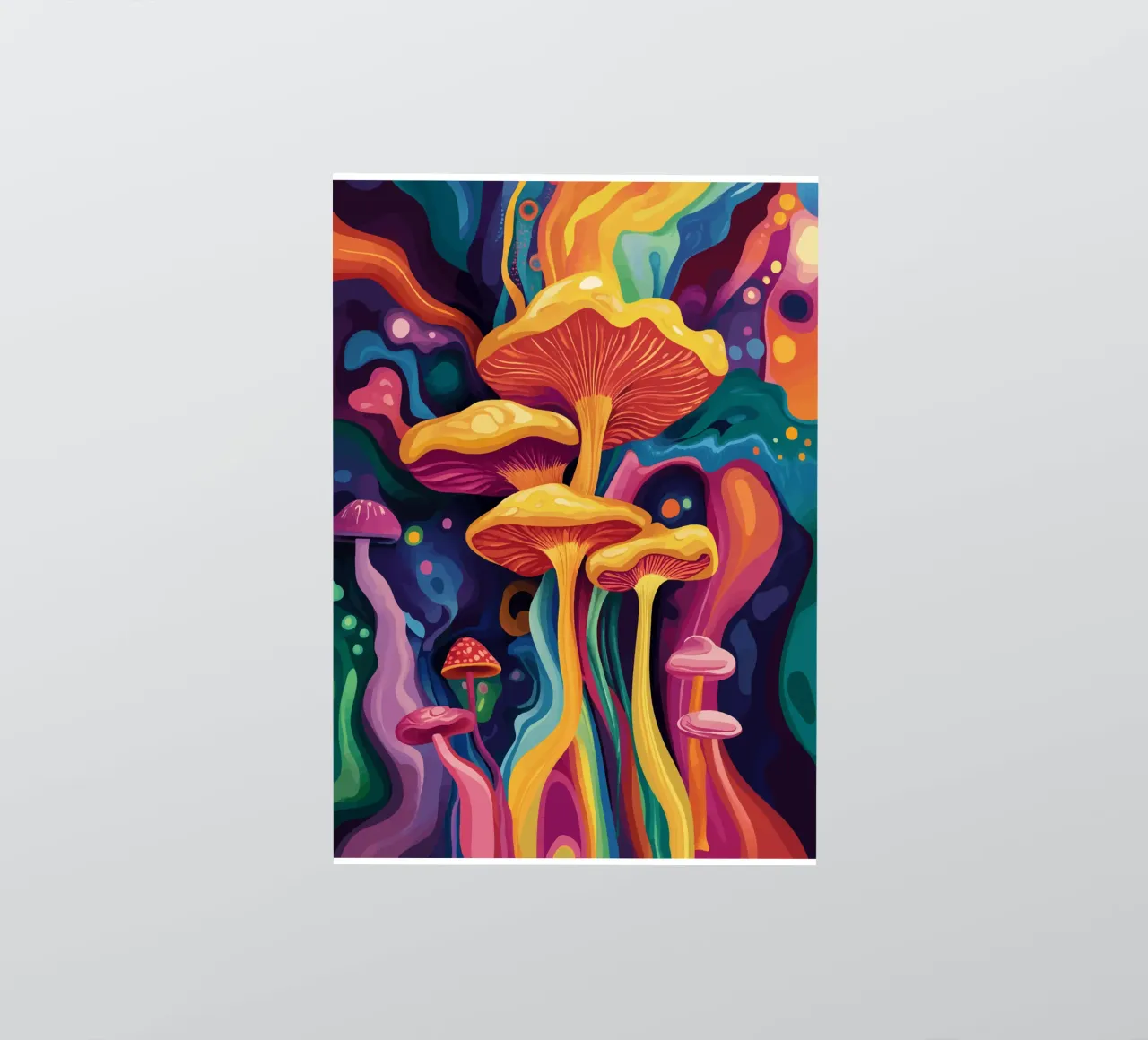 Funghi cosmici in un tripudio di colori adesivo da pixelbull - medieval art and more