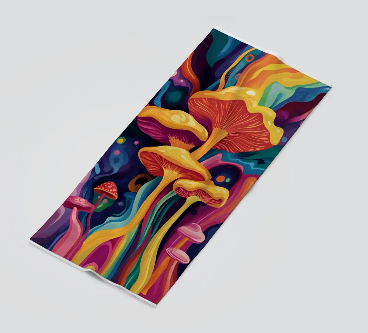 Funghi cosmici in un tripudio di colori telo mare da pixelbull - medieval art and more