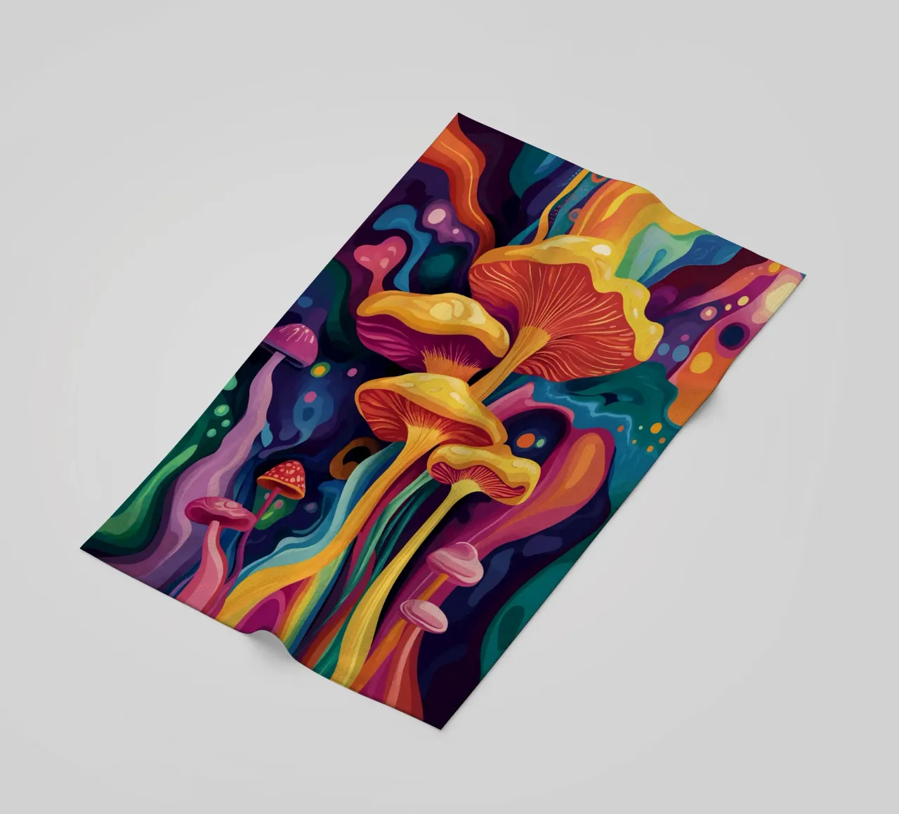 Funghi cosmici in un tripudio di colori telo mare da pixelbull - medieval art and more