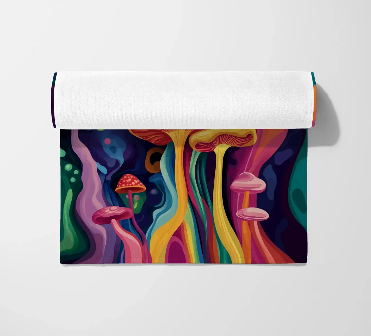 Funghi cosmici in un tripudio di colori telo mare da pixelbull - medieval art and more