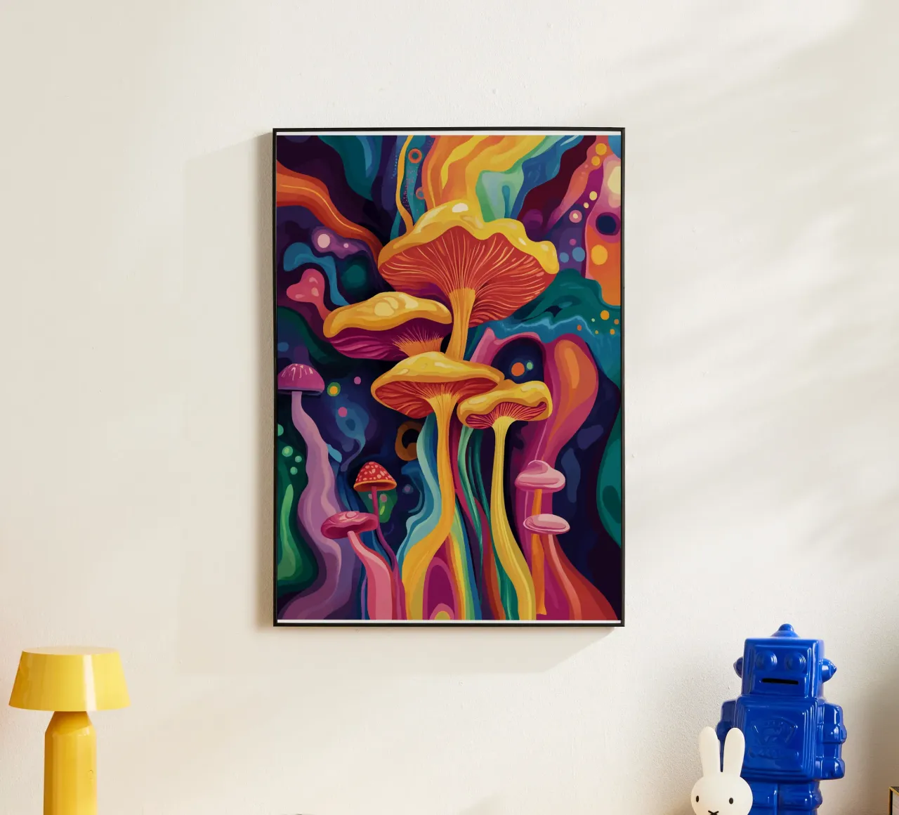 Funghi cosmici in un tripudio di colori alluminio dibond da pixelbull - medieval art and more