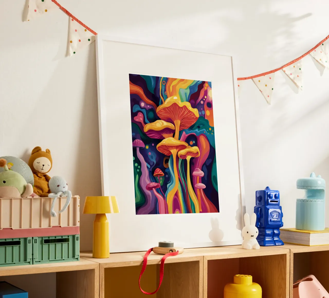 Funghi cosmici in un tripudio di colori carta hahnemühle da pixelbull - medieval art and more