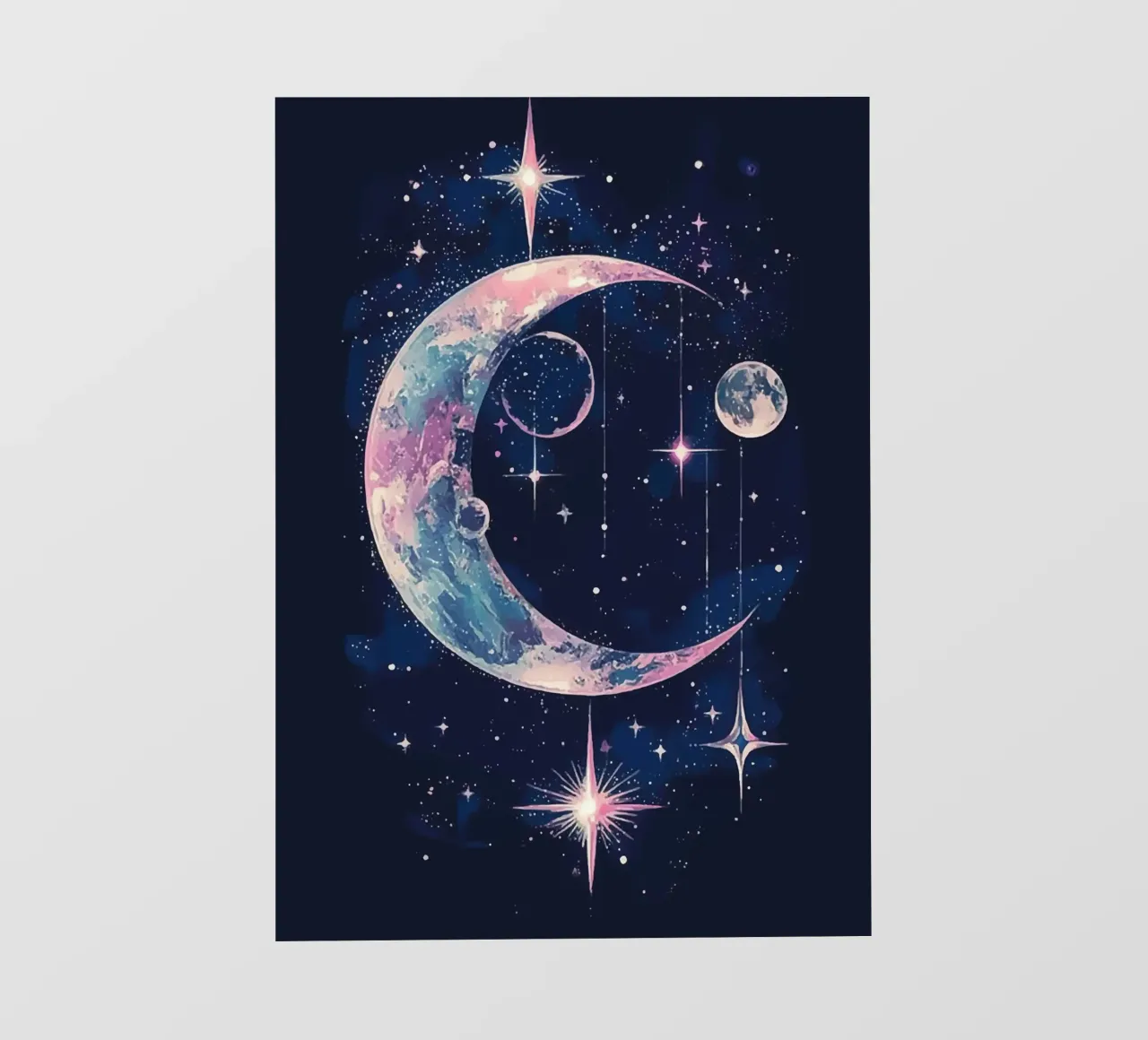 Cosmic reverie with crescent moon and stars photo wallpaper by pixelbull - medieval art and more