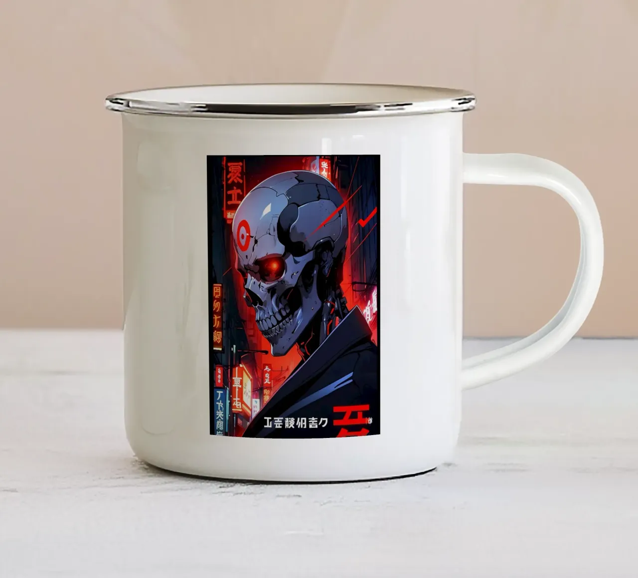 Teschio al neon Cyberpunk tazza in smalto da LM2KONE