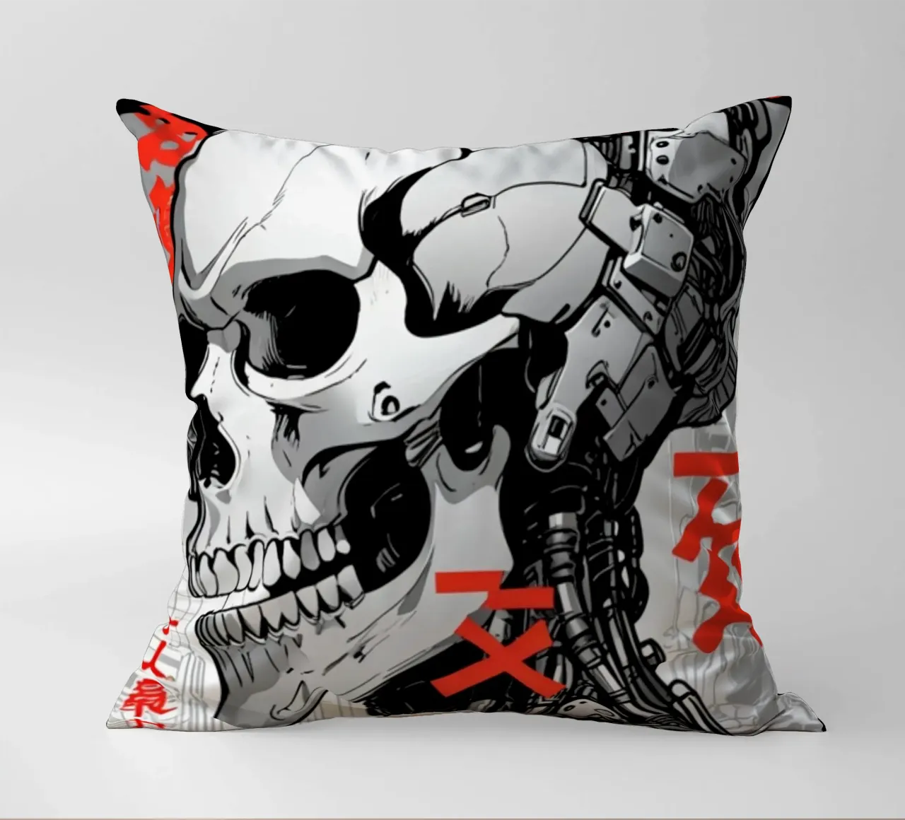 Teschio Cyber in bianco e nero cuscino da LM2KONE