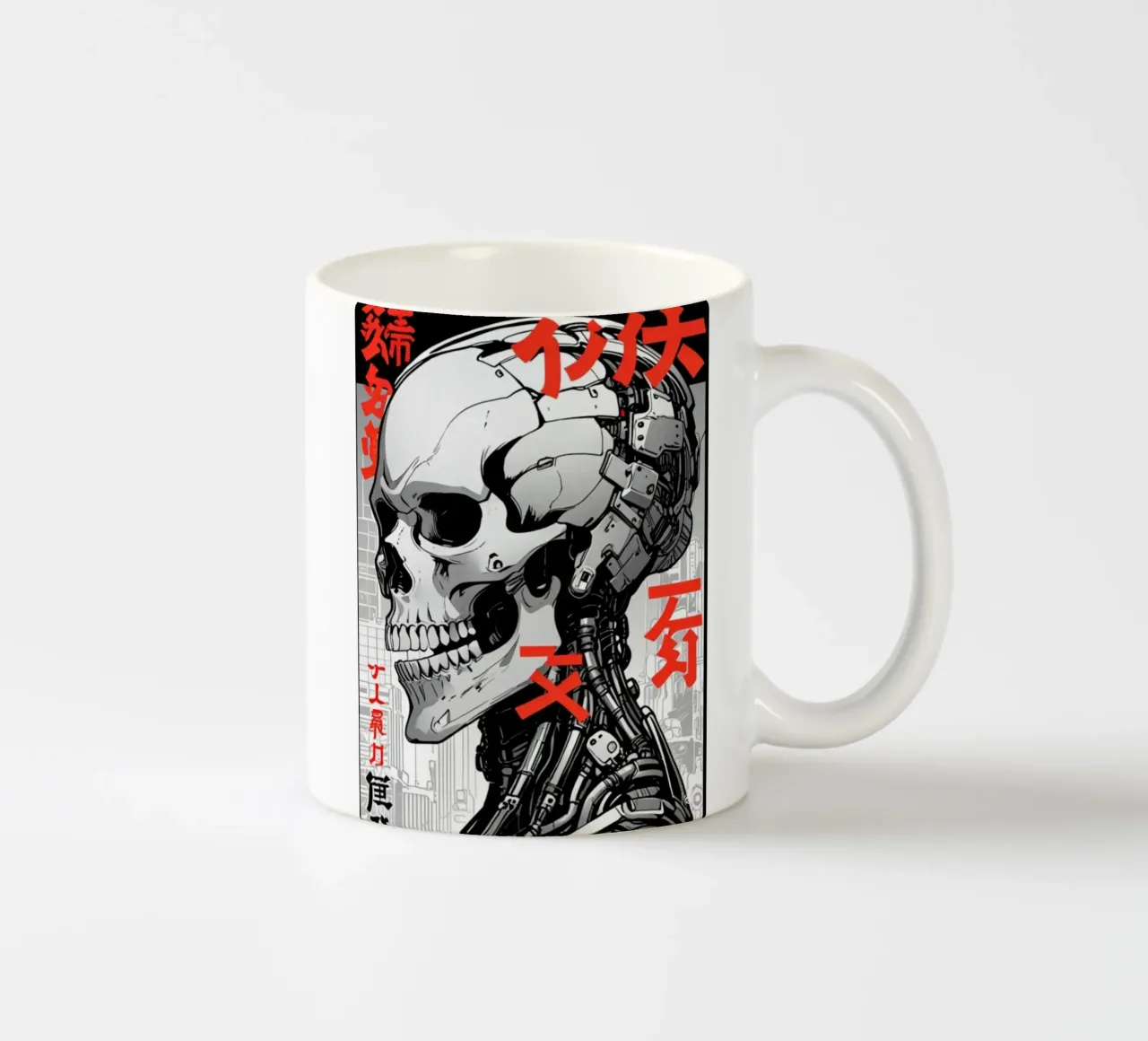Teschio Cyber in bianco e nero tazza in ceramica da LM2KONE
