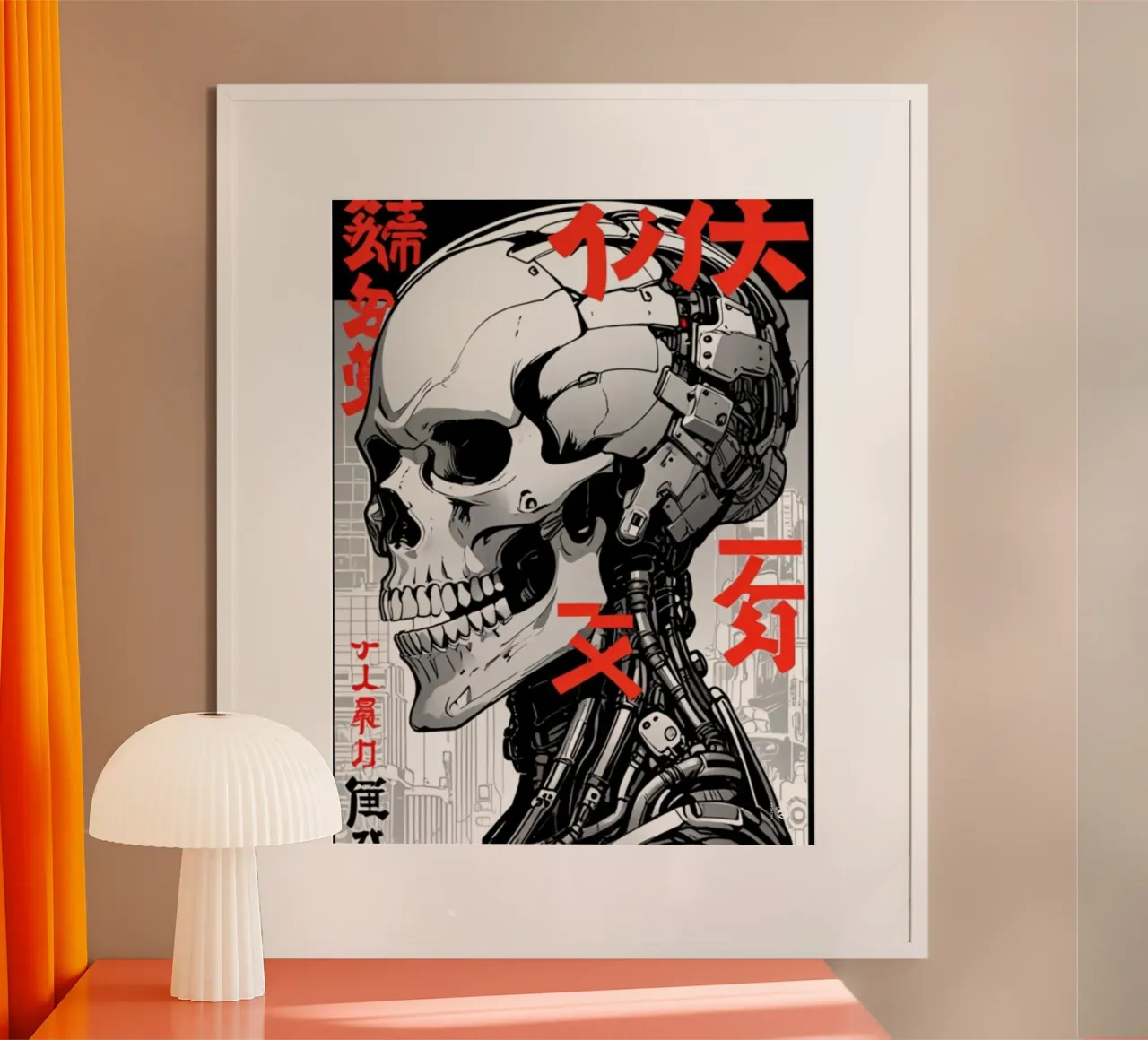 Teschio Cyber in bianco e nero poster da LM2KONE