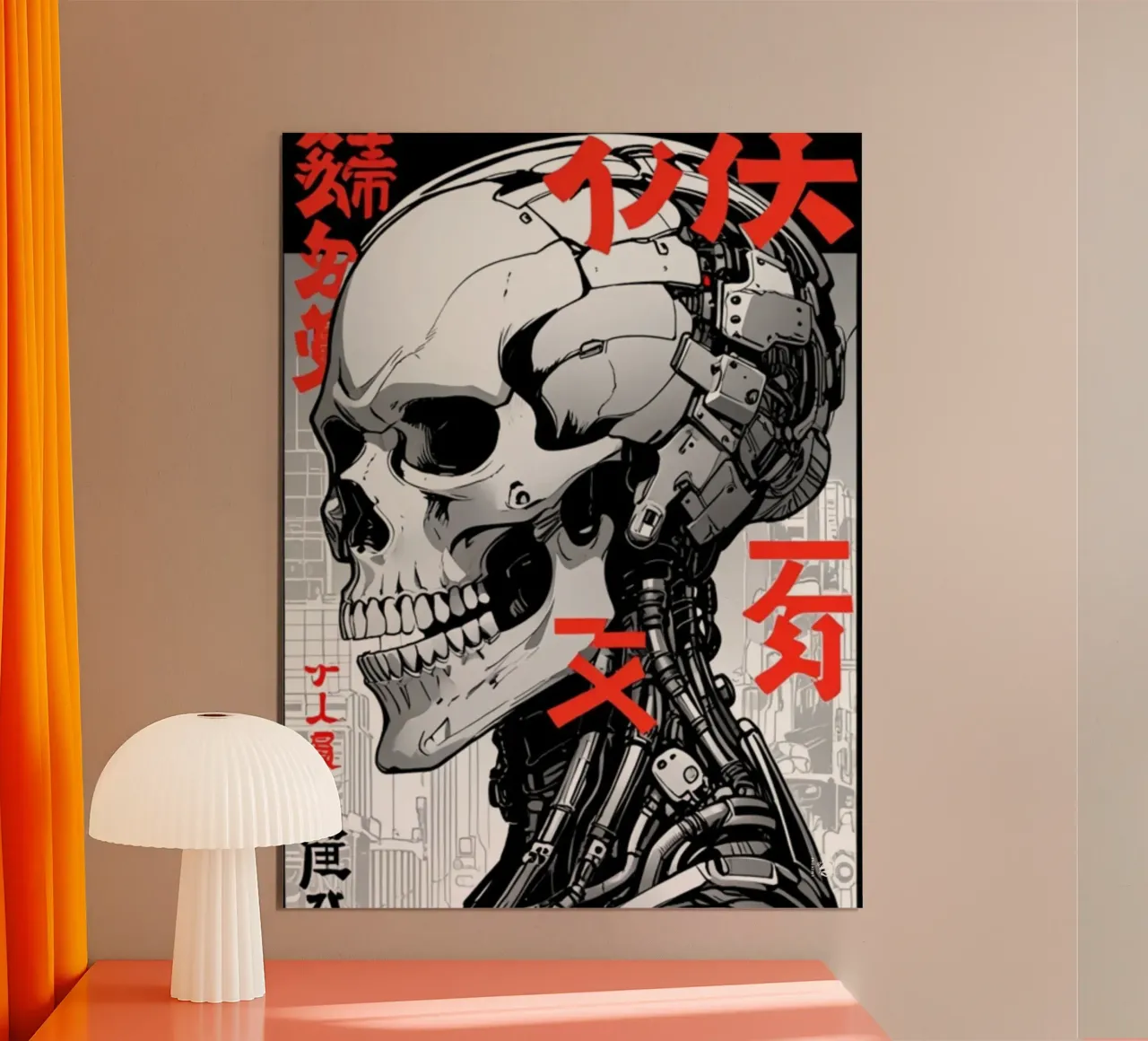 Teschio Cyber in bianco e nero poster da LM2KONE