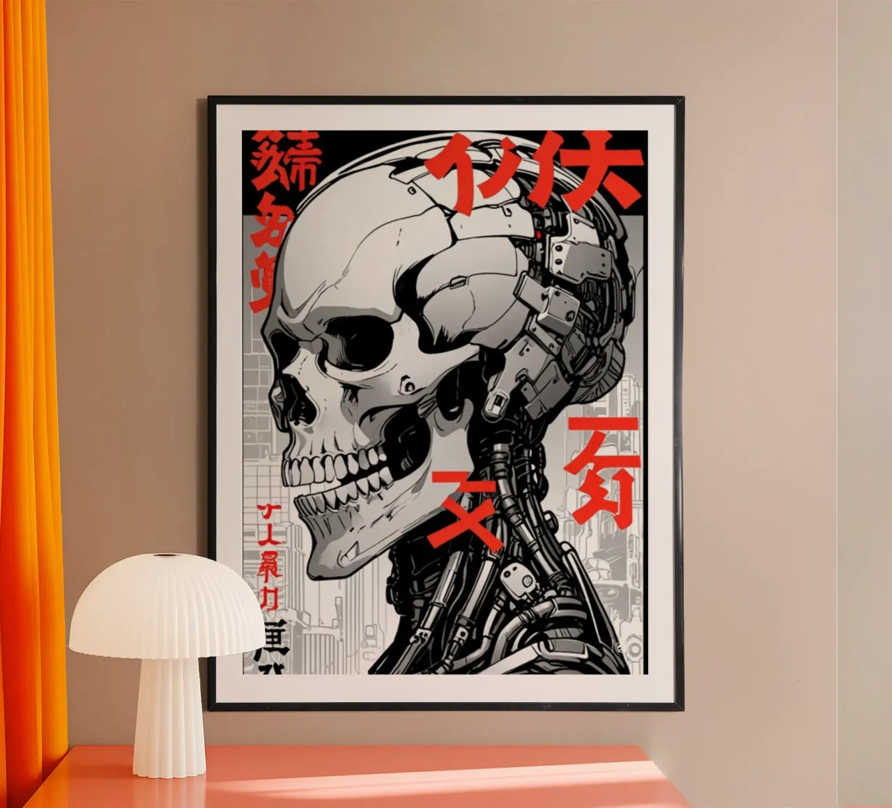 Teschio Cyber in bianco e nero poster da LM2KONE