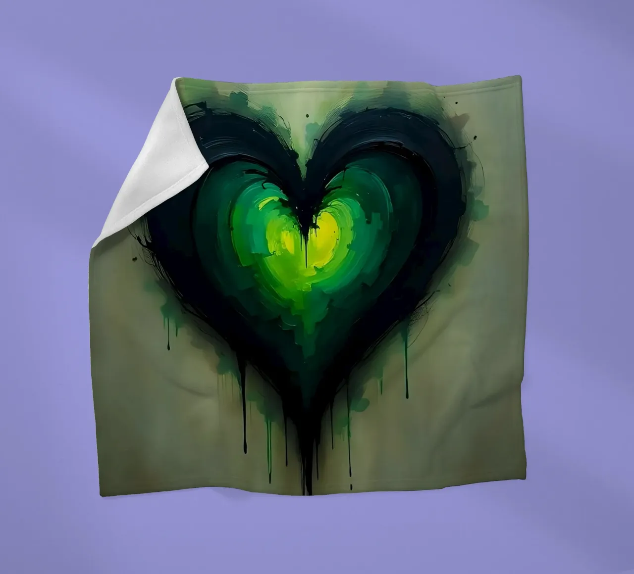 cuore_verde_nero_1 coperta in pile da Pink- und LoveArt by LK