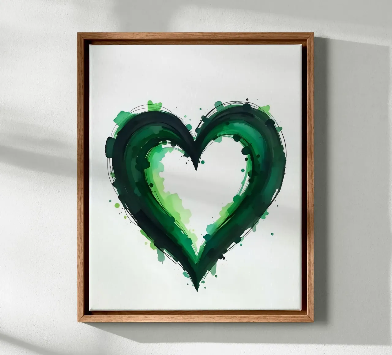 cœur_vert_noir_2 toile avec Caisse américaine de Pink- und LoveArt by LK