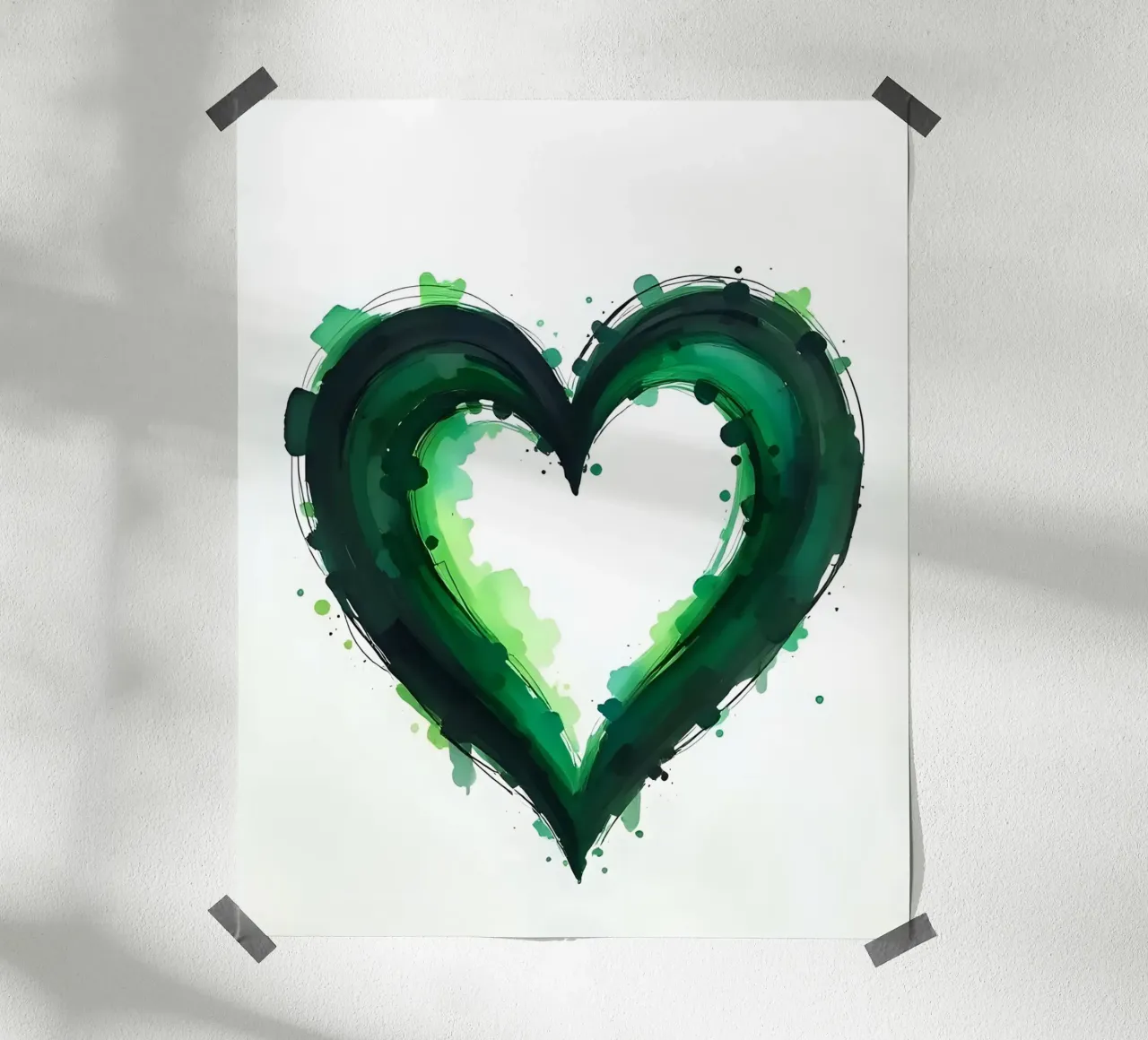 cuore_verde_nero_2 carta hahnemühle da Pink- und LoveArt by LK