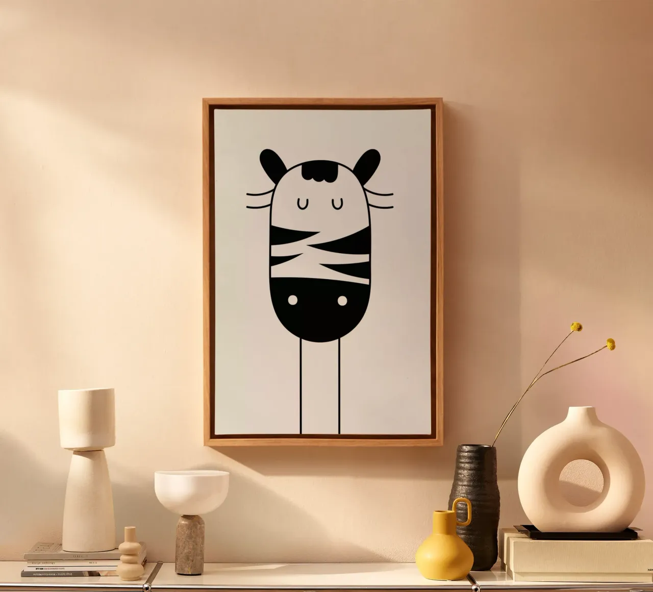 Sleepy Zebra tela con Cornice a cassetta da Little Flourishes