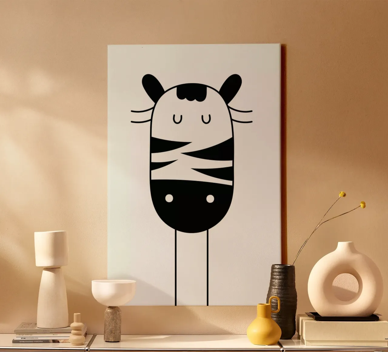 Sleepy Zebra tela con Cornice a cassetta da Little Flourishes
