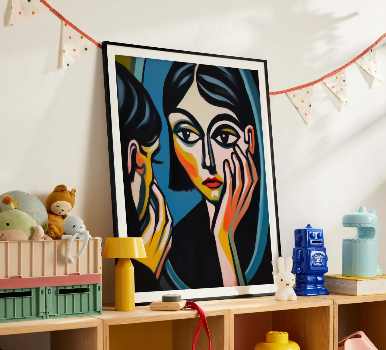 Jeune femme devant le miroir | Peinture expressionniste poster de Autofocus