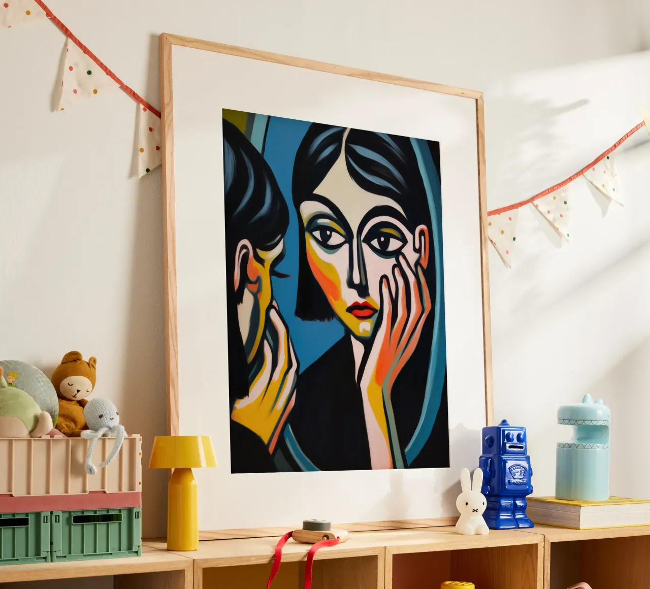 Jeune femme devant le miroir | Peinture expressionniste poster de Autofocus
