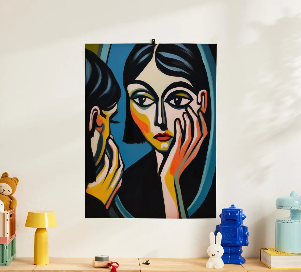 Jeune femme devant le miroir | Peinture expressionniste poster de Autofocus
