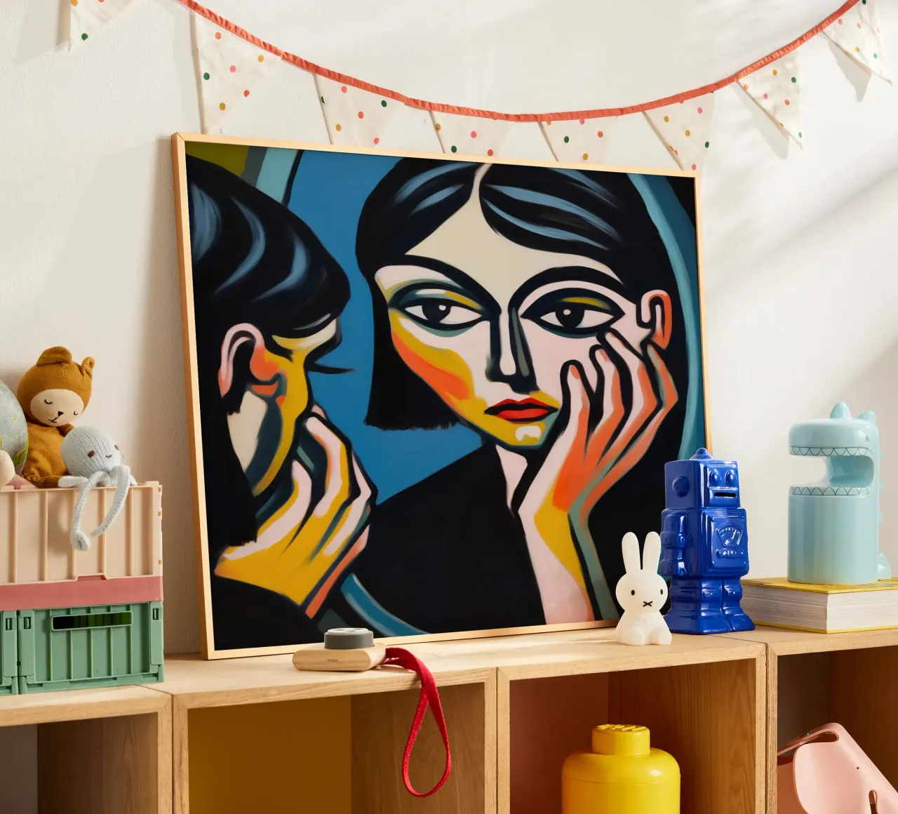 Jeune femme devant le miroir | Peinture expressionniste poster de Autofocus