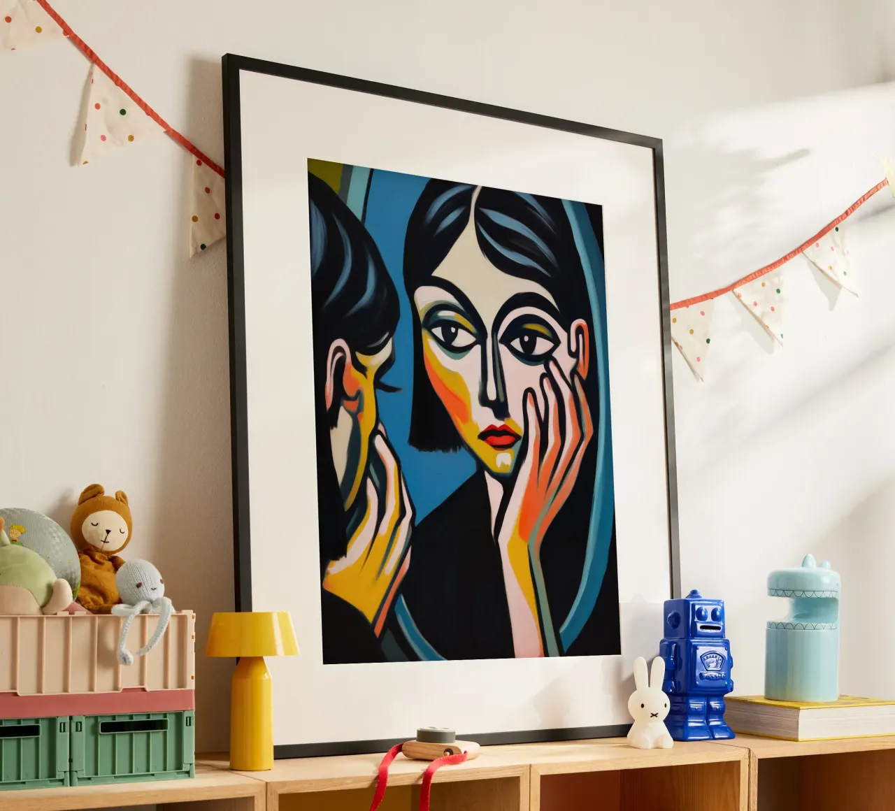 Jeune femme devant le miroir | Peinture expressionniste poster de Autofocus