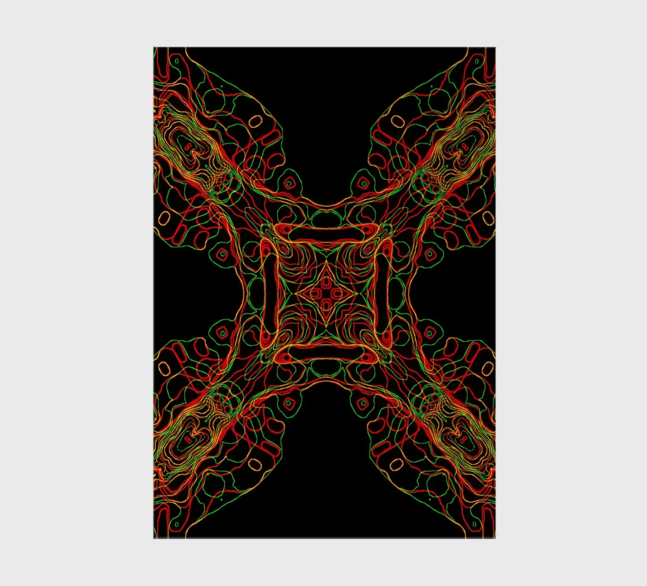 Diagonal cross 3-coloured, line structure black background notebook by Gürsel Yesil Digital Art