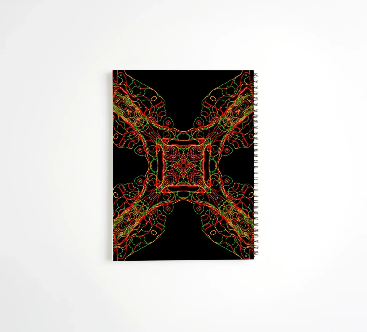 Diagonal cross 3-coloured, line structure black background spiral notebook by Gürsel Yesil Digital Art