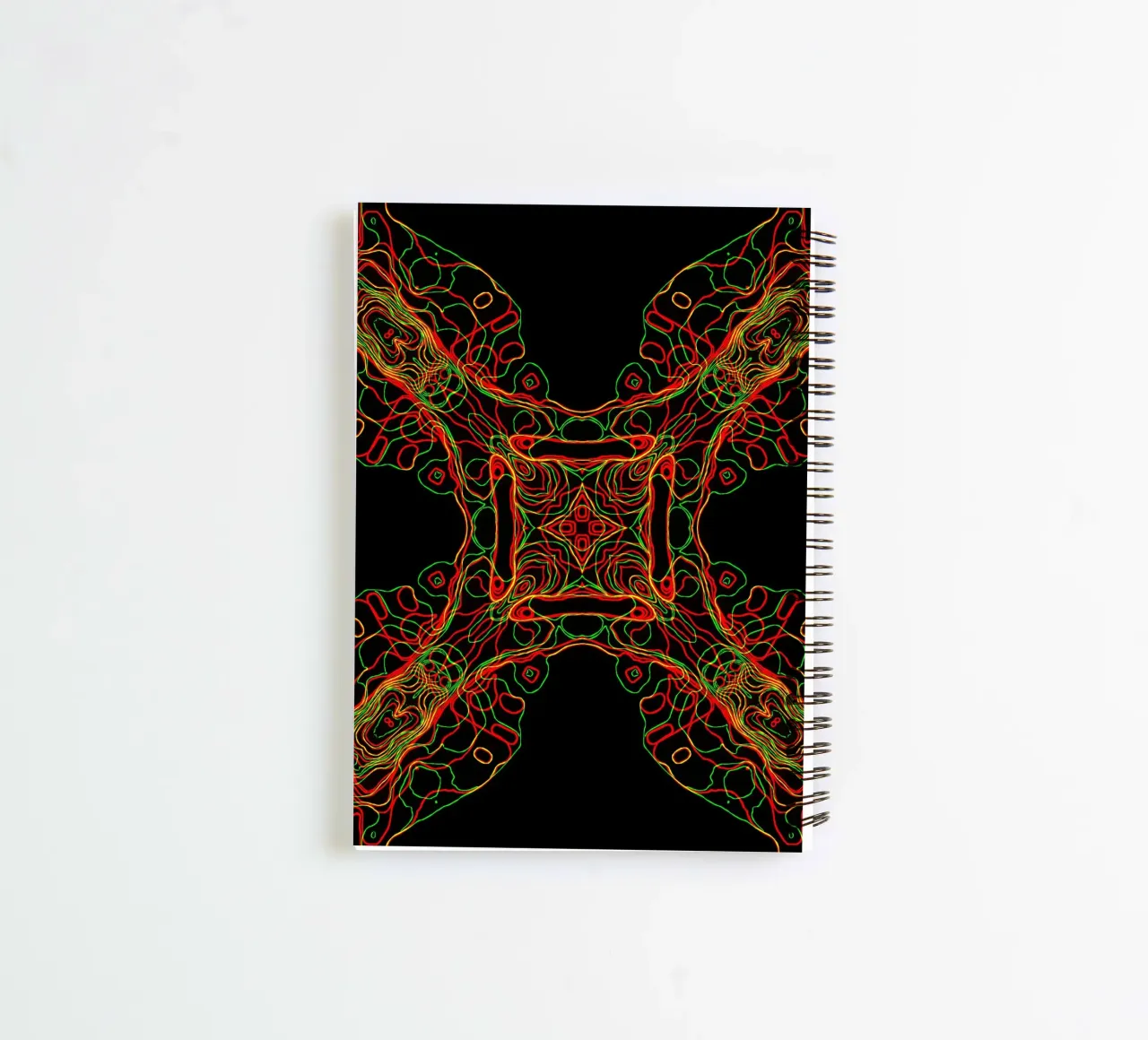 Diagonal cross 3-coloured, line structure black background spiral notebook by Gürsel Yesil Digital Art