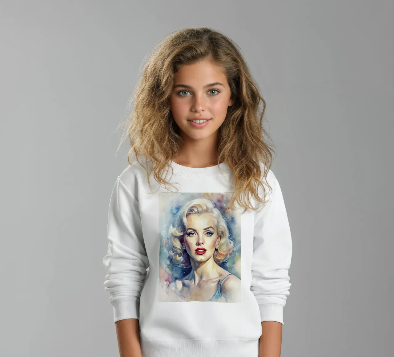 Marilyn Monroe in acquerello felpa bambino da 🎁 ARTVI-SHOP