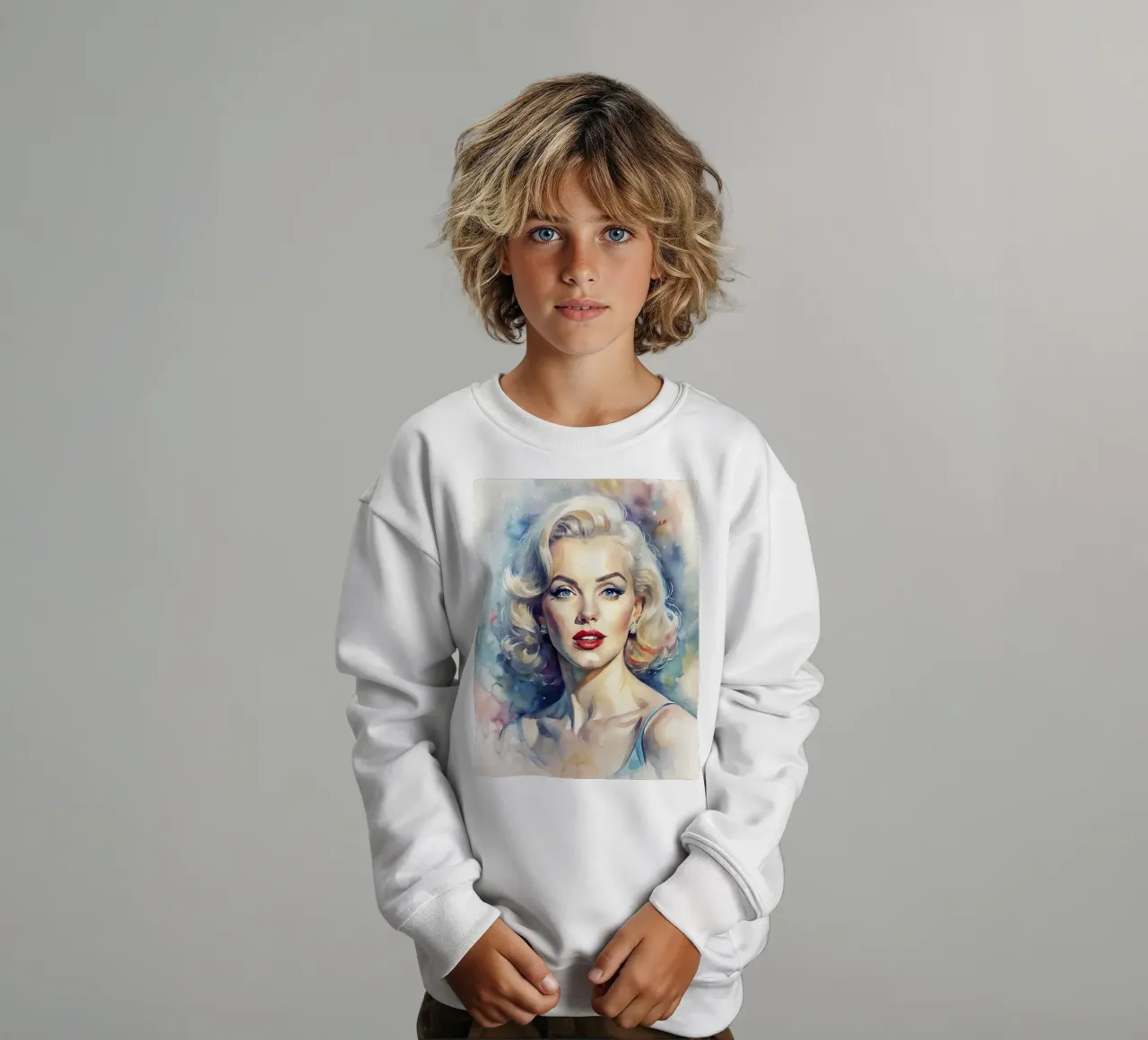 Marilyn Monroe in acquerello felpa bambino da 🎁 ARTVI-SHOP
