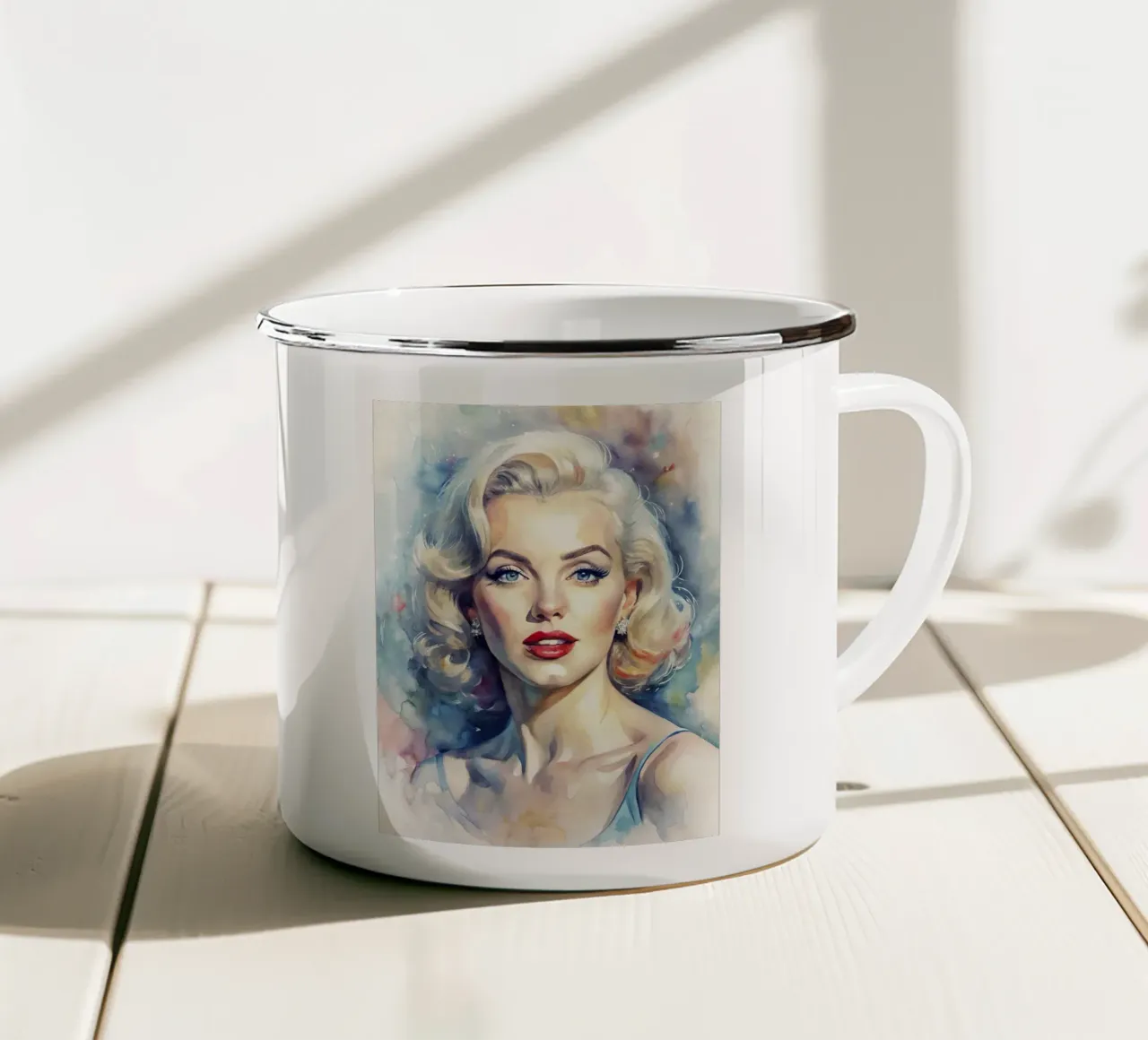 Marilyn Monroe in acquerello tazza in smalto da ARTVI-SHOP