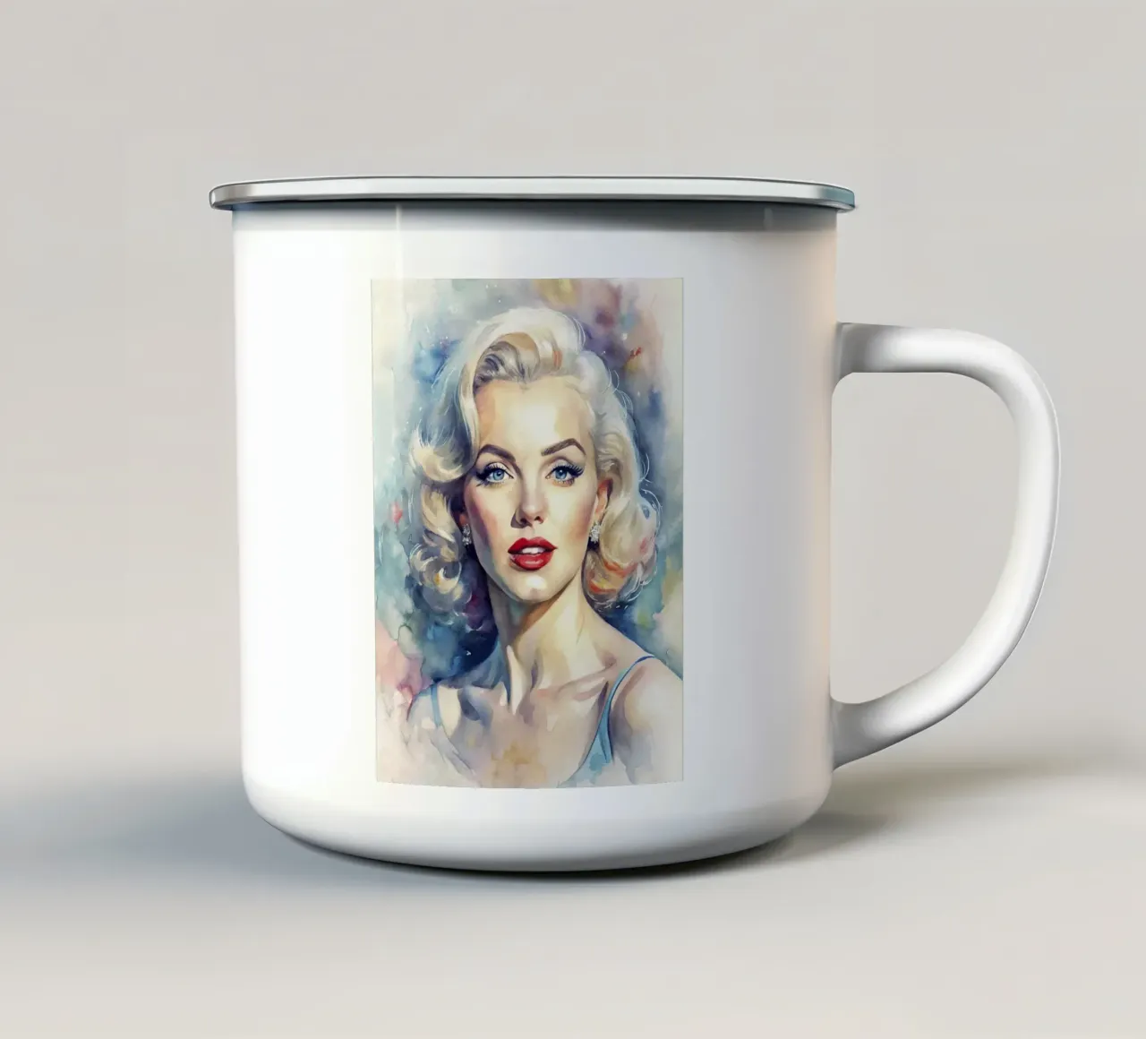 Marilyn Monroe in acquerello tazza in smalto da ARTVI-SHOP