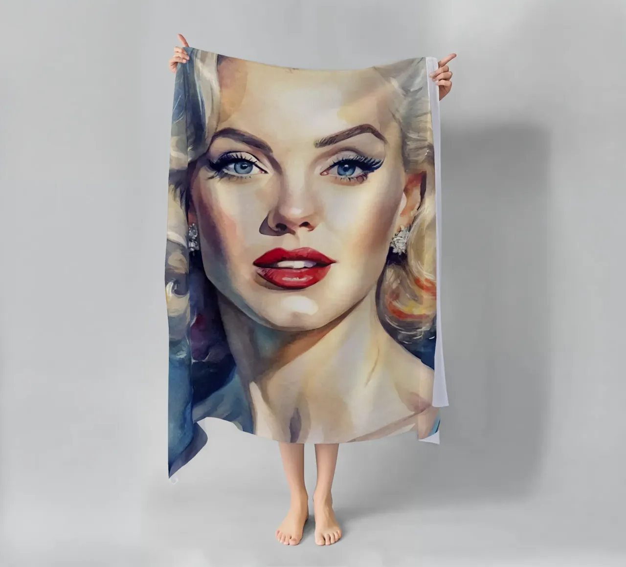 Marilyn Monroe in Aquarell Strandtuch von 🎁 ARTVI-SHOP