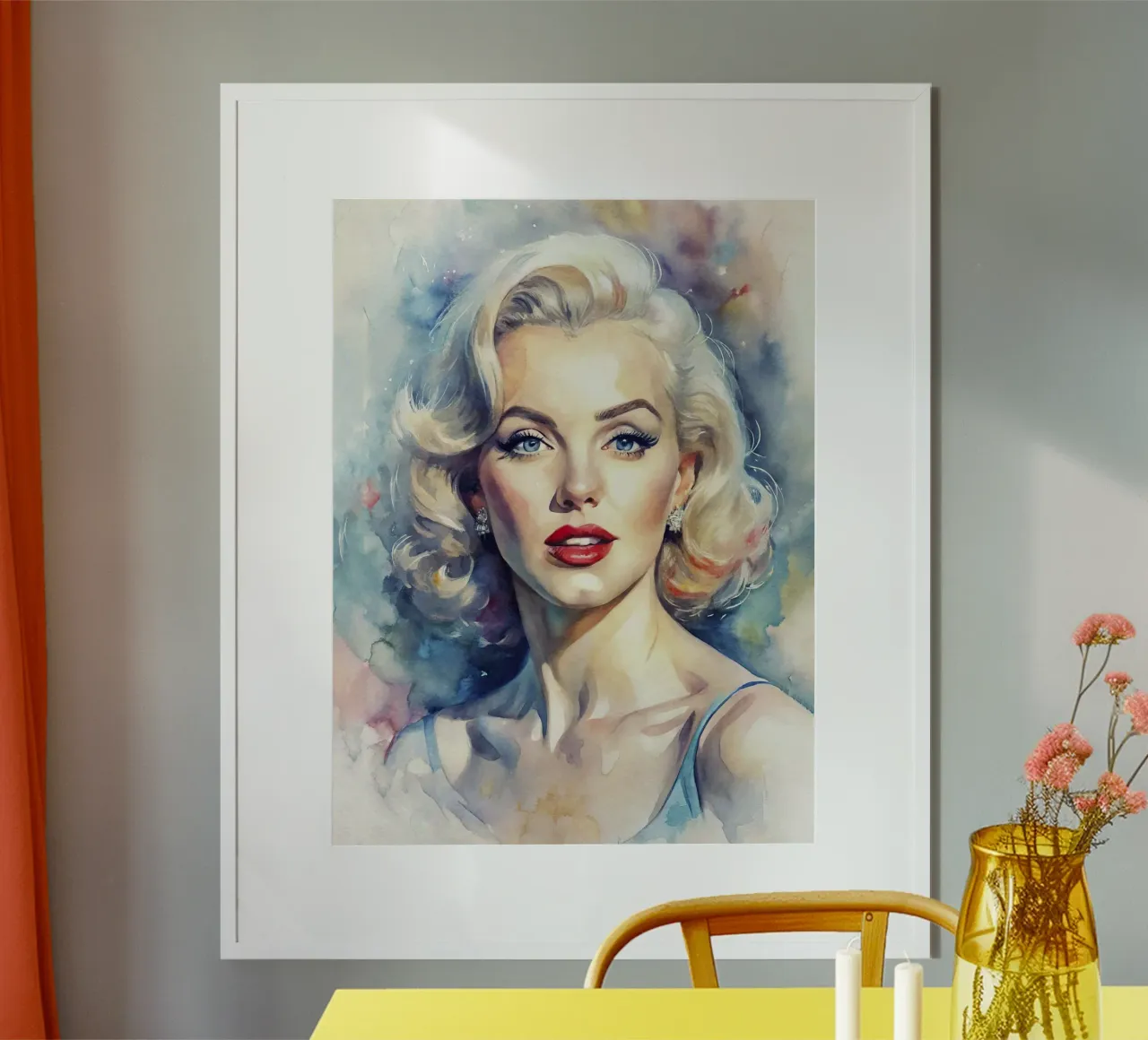 Marilyn Monroe in acquerello poster con telaio in plastica da 🎁 ARTVI-SHOP