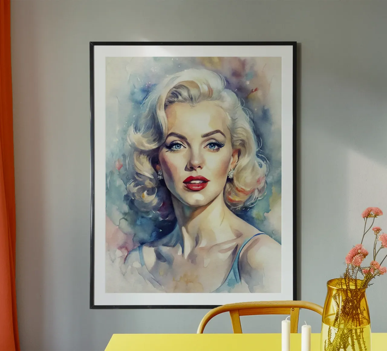 Marilyn Monroe in acquerello poster con telaio in plastica da 🎁 ARTVI-SHOP