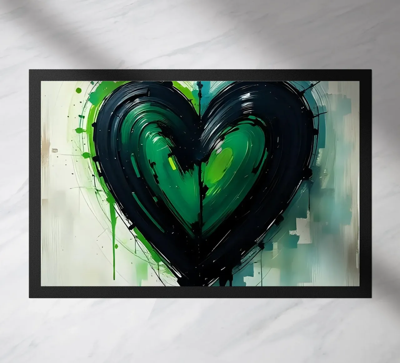 heart_green_black_4 doormat by Pink- und LoveArt by LK