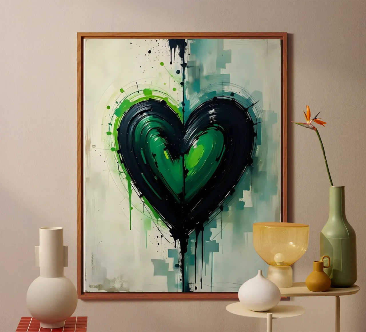 cuore_verde_nero_4 alluminio dibond da Pink- und LoveArt by LK