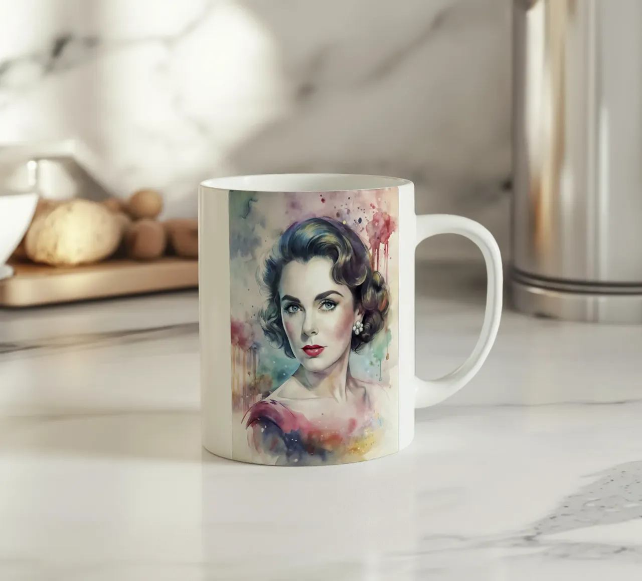 Elizabeth Taylor in acquerello tazza in ceramica da 🎁 ARTVI-SHOP