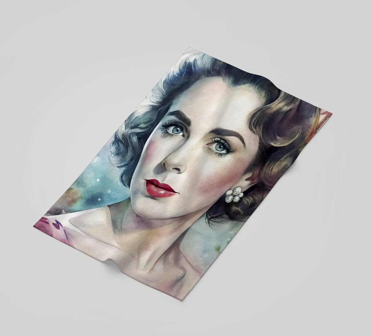 Elizabeth Taylor in acquerello telo mare da 🎁 ARTVI-SHOP