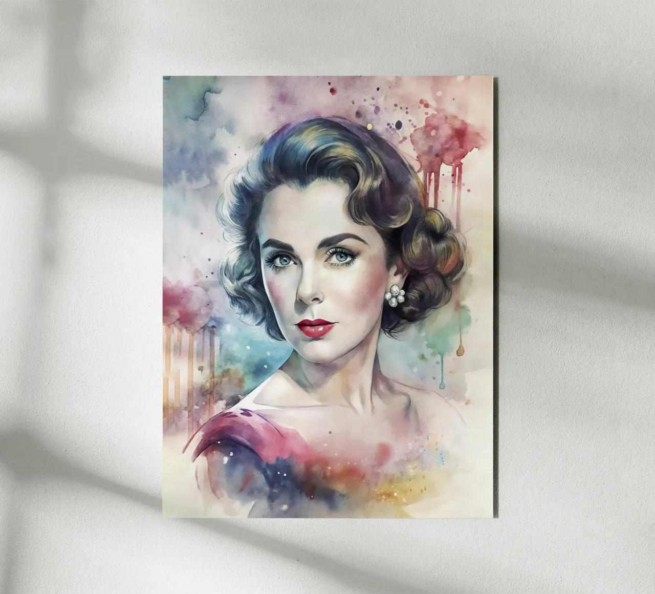 Elizabeth Taylor in acquerello alluminio dibond da 🎁 ARTVI-SHOP