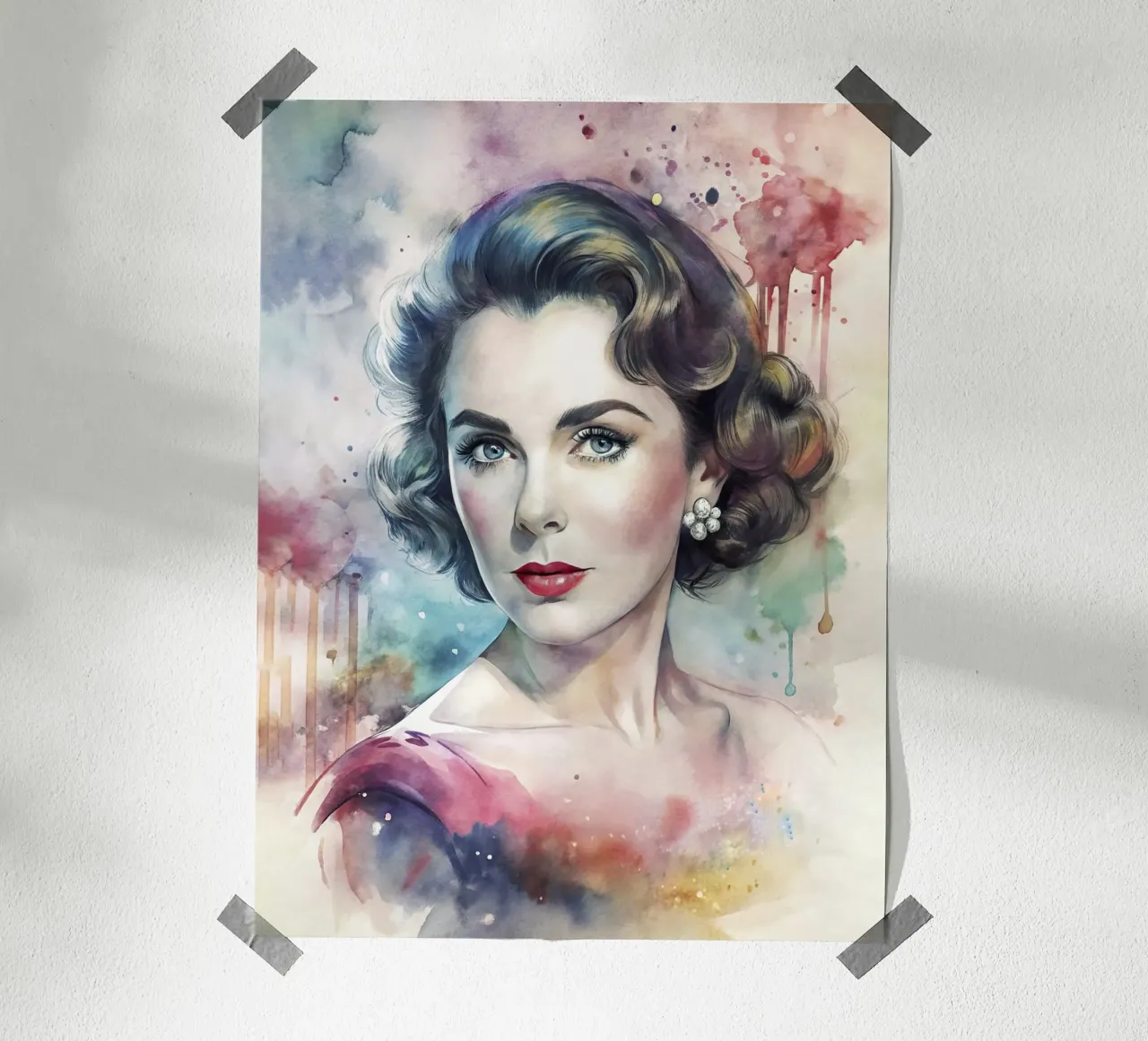 Elizabeth Taylor in acquerello carta hahnemühle da 🎁 ARTVI-SHOP