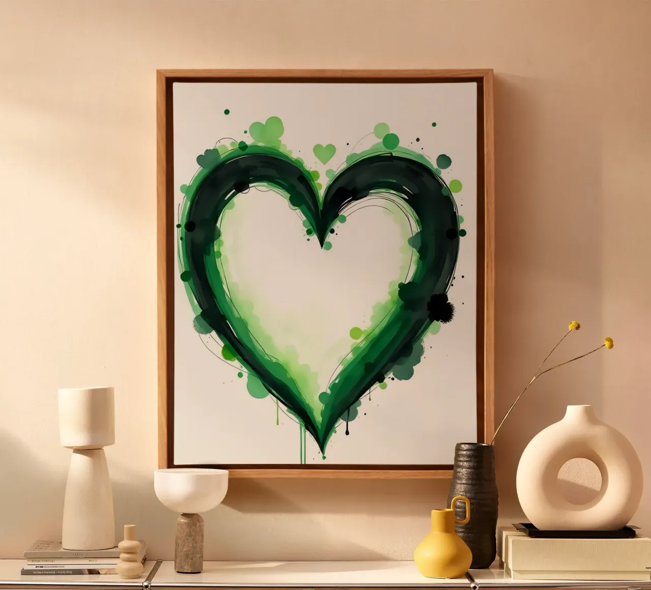 cœur_vert_noir_5 toile avec Caisse américaine de Pink- und LoveArt by LK