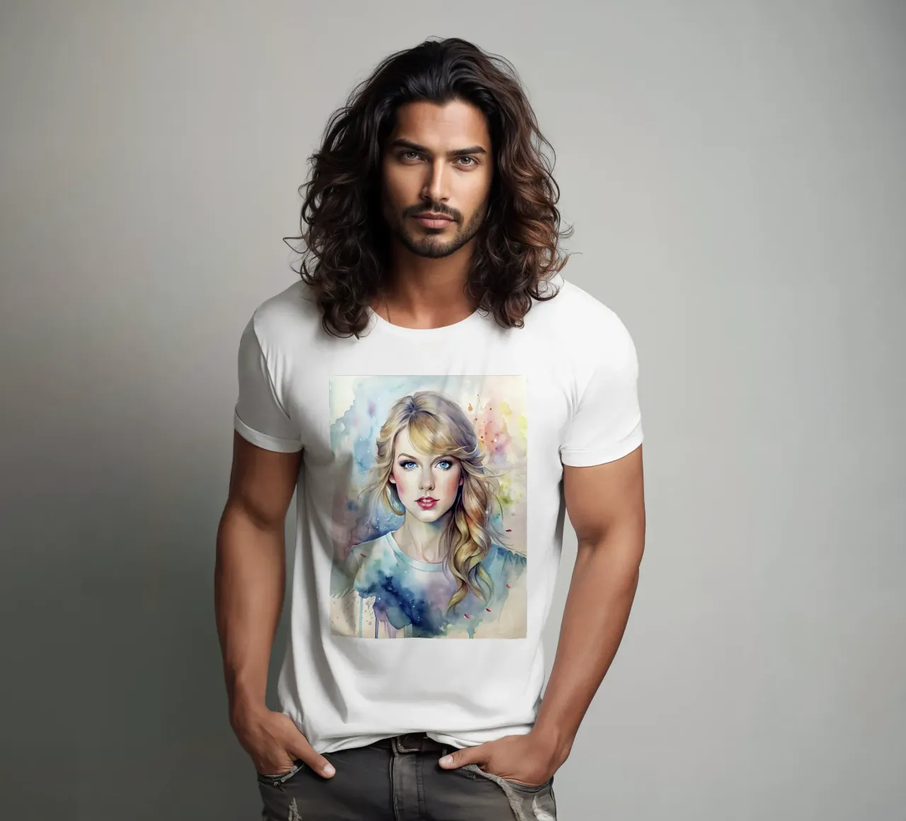 Taylor Swift in acquerello t-shirt da 🎁 NOBELART