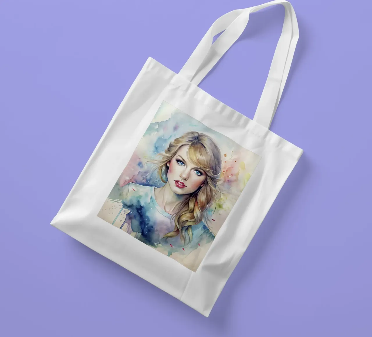 Taylor Swift in acquerello borsa in juta da ARTVI-SHOP