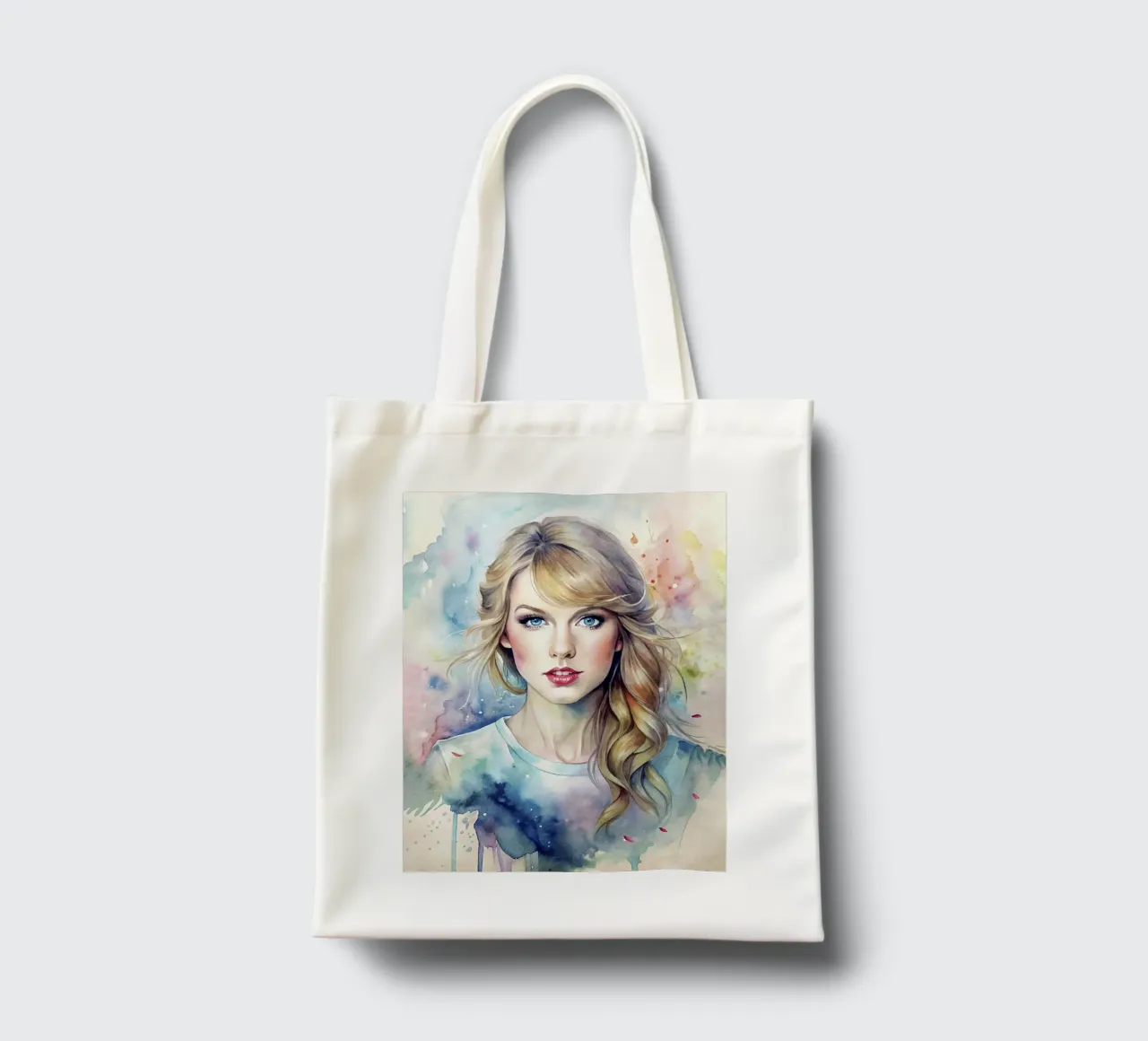 Taylor Swift in acquerello borsa in juta da ARTVI-SHOP