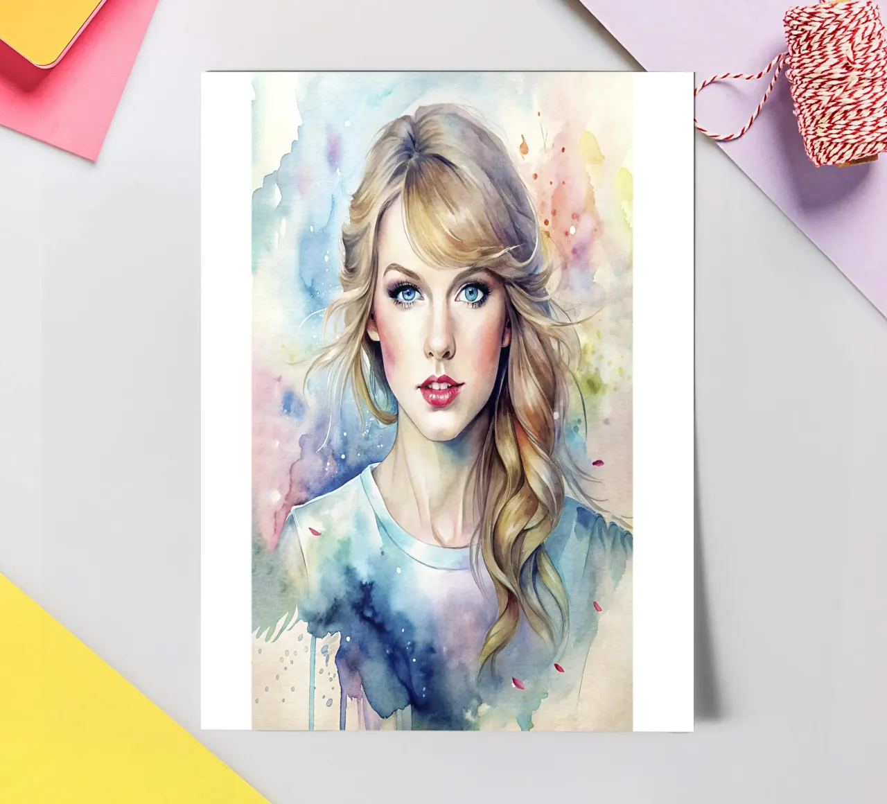 Taylor Swift in acquerello foglio adesivo da 🎁 ARTVI-SHOP