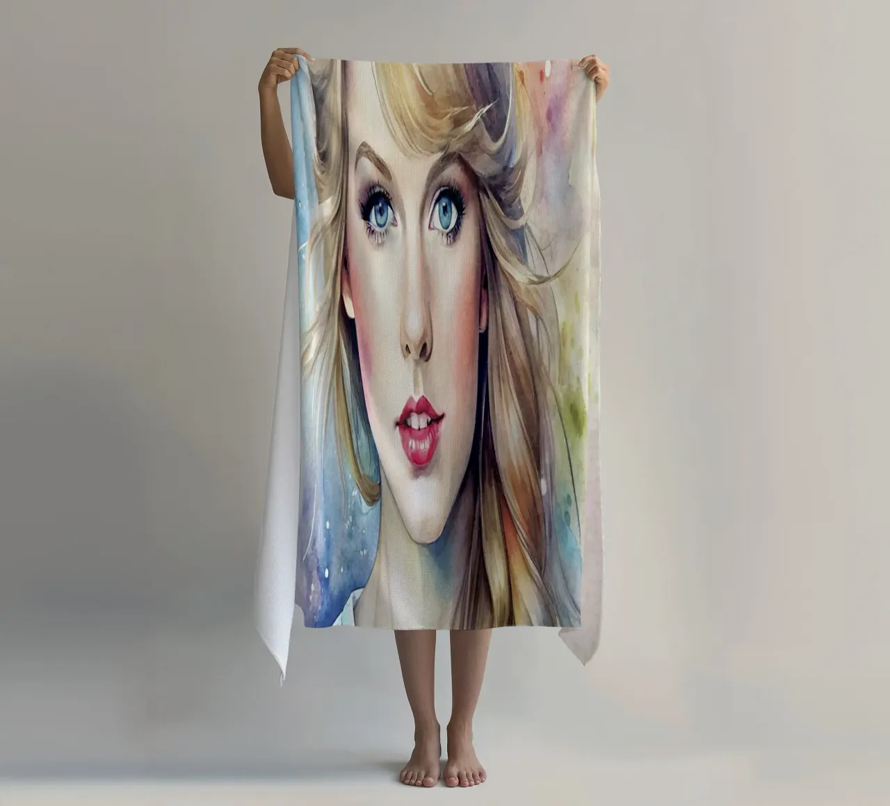 Taylor Swift in acquerello telo mare da 🎁 NOBELART