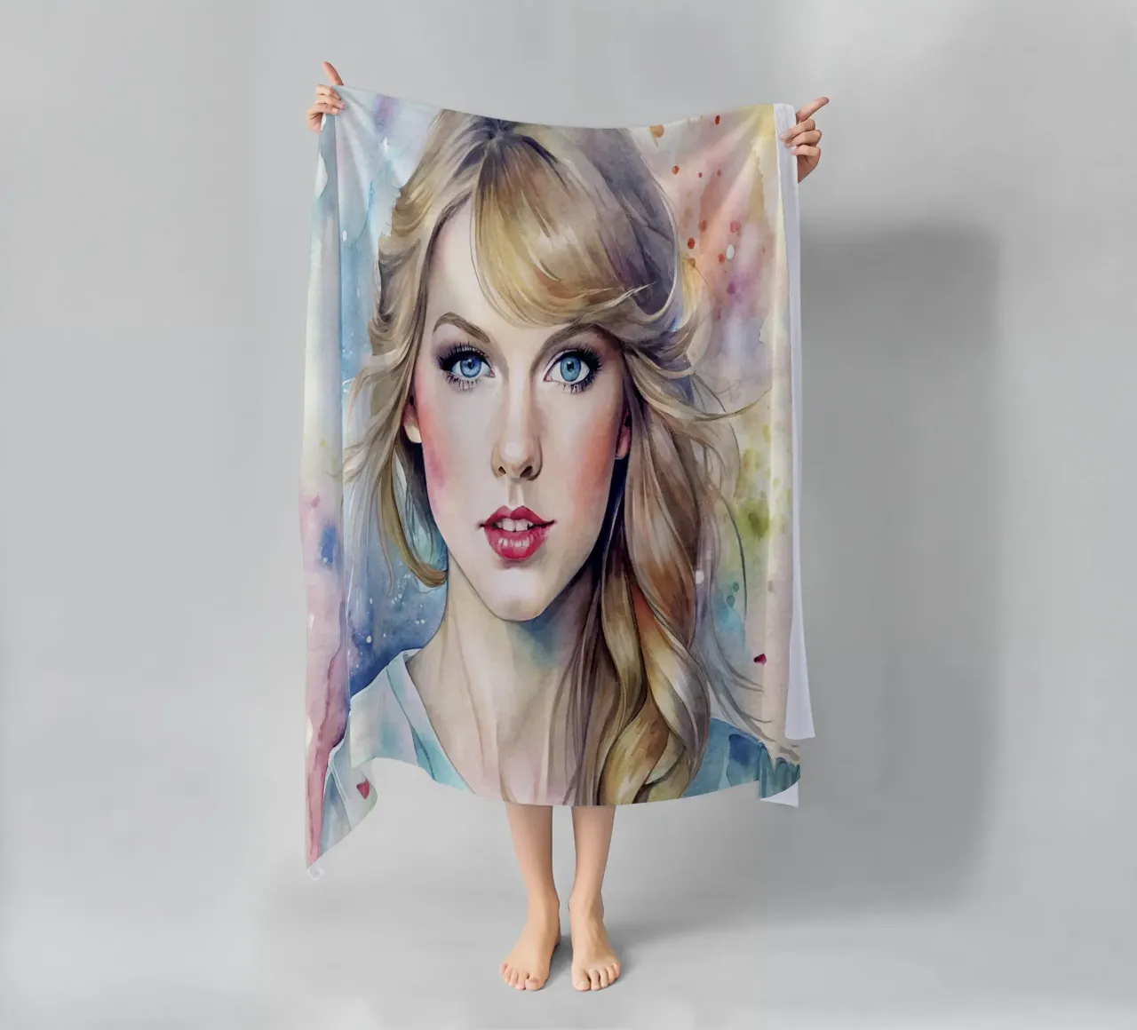 Taylor Swift in acquerello telo mare da 🎁 NOBELART