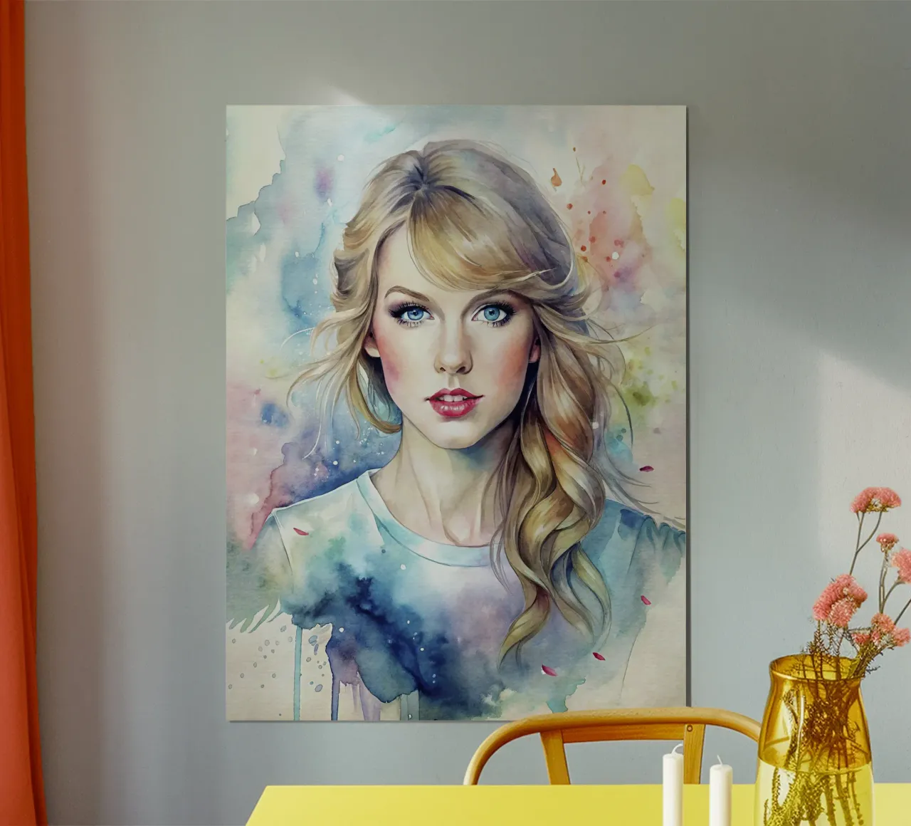 Taylor Swift in acquerello poster con telaio in legno da 🎁 ARTVI-SHOP