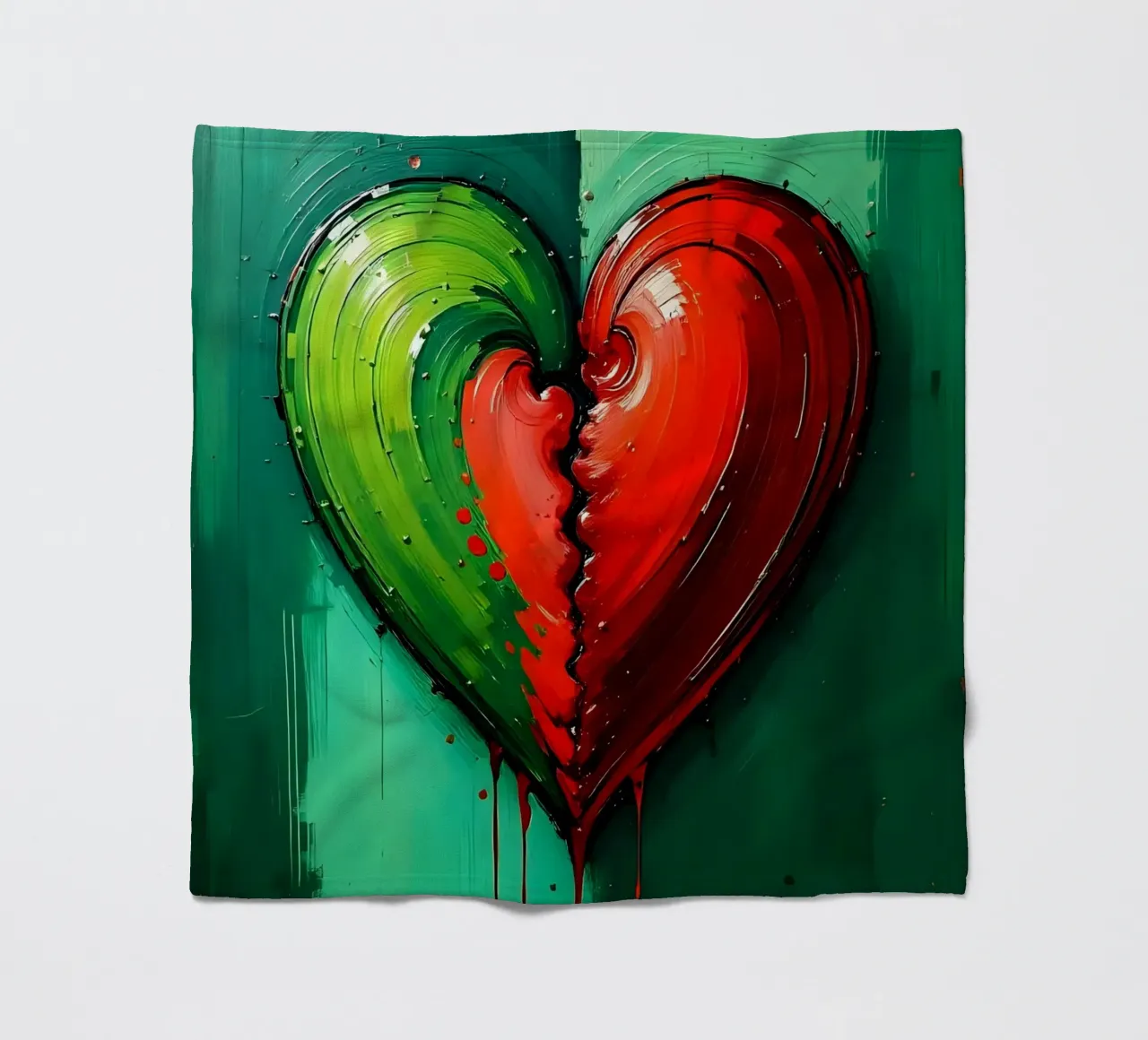 cuore_verde_rosso_1 coperta in pile da Pink- und LoveArt by LK