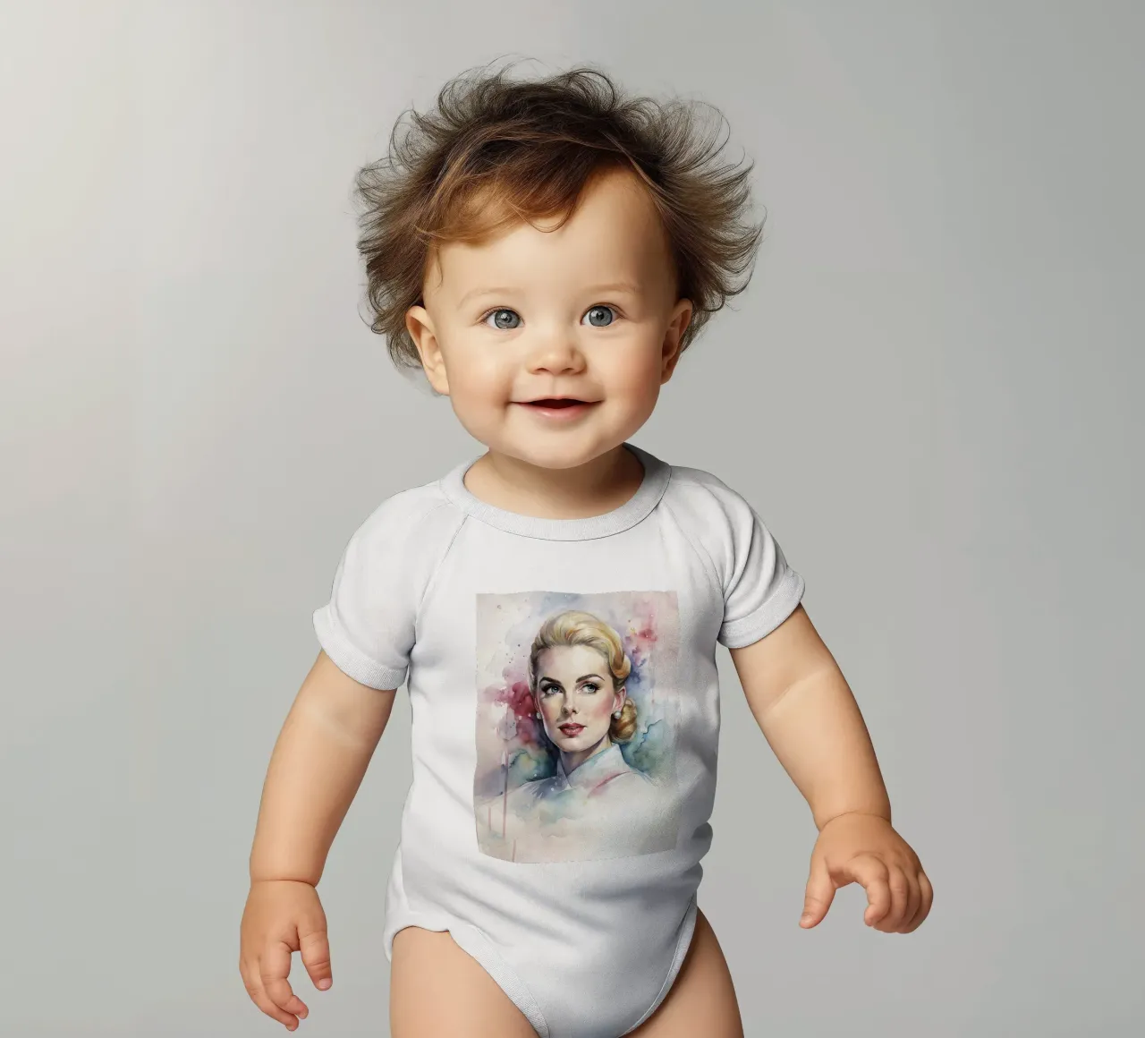 Grace Kelly in acquerello body neonato maniche corte da 🎁 ARTVI-SHOP