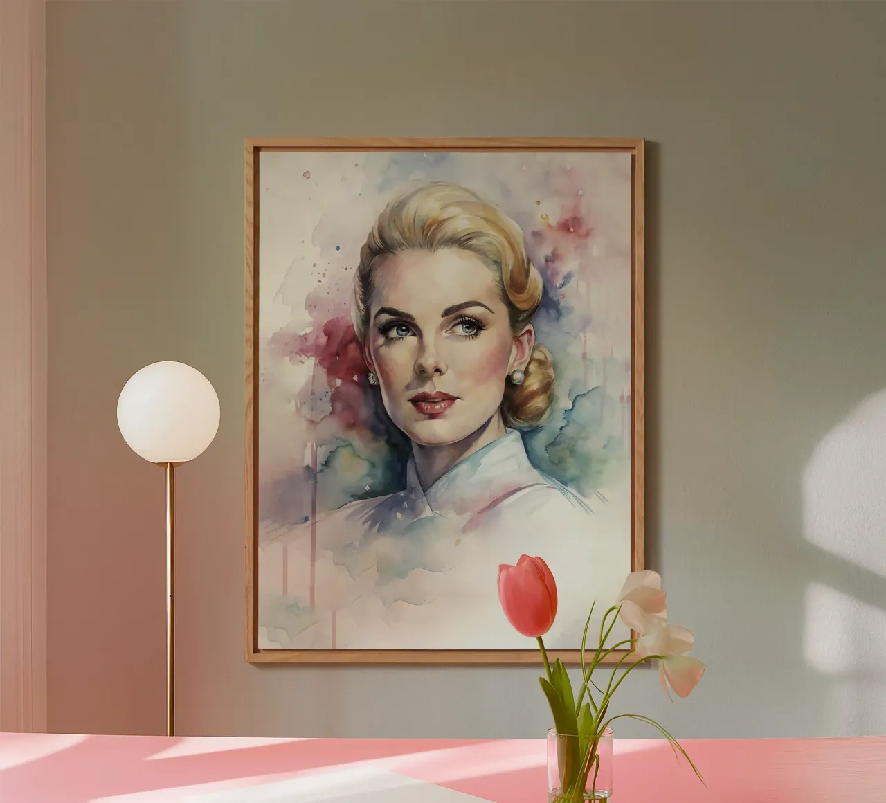Grace Kelly in acquerello alluminio dibond da 🎁 ARTVI-SHOP